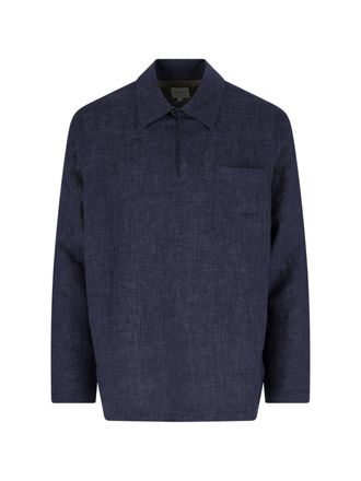 Paul Smith Navy Blue Classic Collar Linen Shirt
