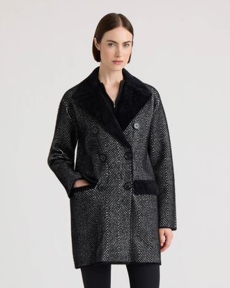 NVLT Womens Double Breasted Eyelash Coatigan