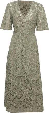 Pennyblack Broderie Midi Jurk - Dames - Casual kleedjes - Groen - S - Katoen - Kleedjes