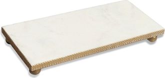 Alice Pazkus Marble Oblong Tray With Beaded Edge