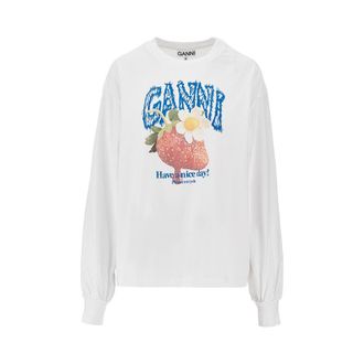 Ganni Jersey t-shirt with Strawberry print Woman XS