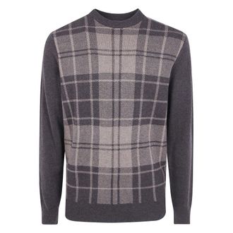 Barbour Jersey Mineral Tartan con cuello redondo - Knitwear - Hombre - Gris - 2XL