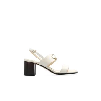 Ferragamo High Heel Sandals, female, White, Size: 6 US Leather Sandals with Ankle Strap