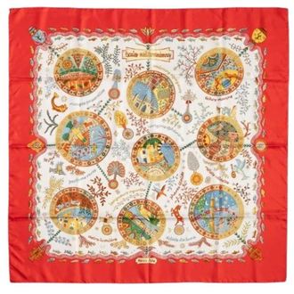 Herm&egrave;s Pre-owned Scarves, female, Multicolor, Size: ONE SIZE Pre-owned Escales M&eacute;diterran&eacute;ennes Silk Scarf