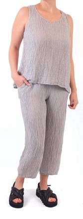Grizas Textured Wide Leg Pants In Grey