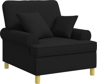 vidaXL Sill&oacute;n Xl Con Cojines Negro Tela Vidaxl
