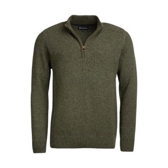 Barbour Essential Tisbury Half Zip Jumper - male - Barbour - Turtlenecks - Green - S - Knitwear