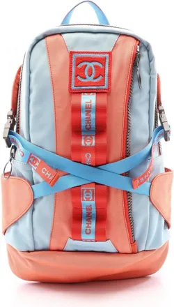 Chanel Blue Orange Red Color Nylon Canvas Backpack (Pre-Owned)