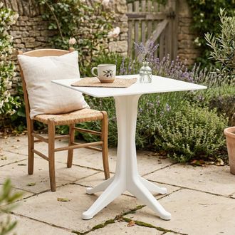 Dmora Mesa De Jard&iacute;n Trani, Mesa Cuadrada Fija, Mesa De Jard&iacute;n Multiusos, 100% Made In Italy, 70x70h72 Cm, Blanco, Con Embalaje Reforzado - Dmora
