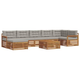 vidaXL Set Di Divani Da Esterno 8 Pz Grigio Naturale E Chiaro Vidaxl