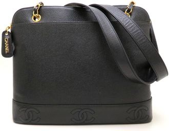 Chanel Black Grained Calfskin Shoulder Bag Tote Bag (Pre-Owned)