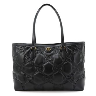 Gucci Black Leather Handbag Tote Bag (Pre-Owned)
