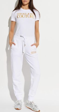 Versace Jeans Couture Sweatpants With Embroidered Logo, Womens, White