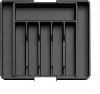 OEM Bandeja Extensible Para Utensilios De Cocina, Organizador Ajustable Para Cajones, Almacenamiento Compacto De Pl&aacute;stico Para Utensilios, Color Negro