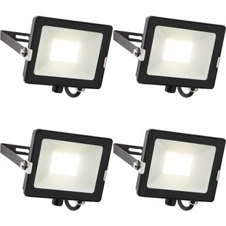 Loops 4 PACK Outdoor Waterproof LED Floodlight - 30W Cool White LED - Matt Black