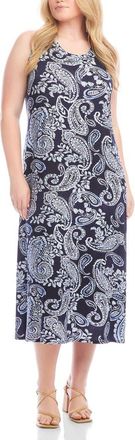 Karen Kane Paisley Sleeveless Jersey Midi Dress at Nordstrom, Size 2X