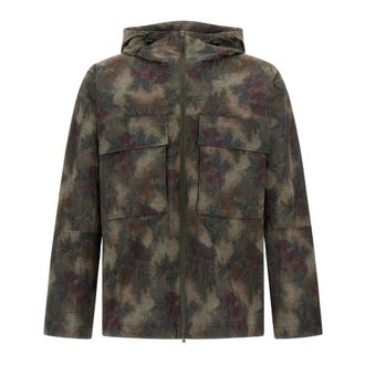 Herno Light Jackets, male, Multicolor, Size: XL Tropical Pattern Ripstop Parka