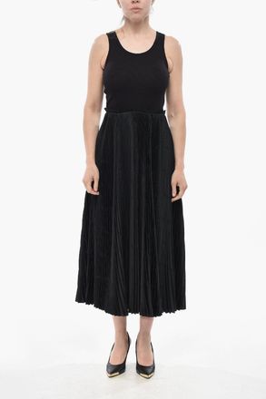 Balenciaga Vestito Midi con Gonna Plisse in Jacquard Balenciaga