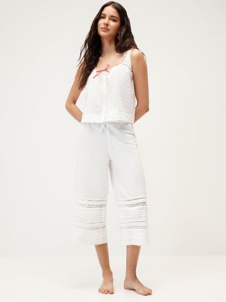 Damson Madder Womens Elodie openwork stripes lounge capri pant