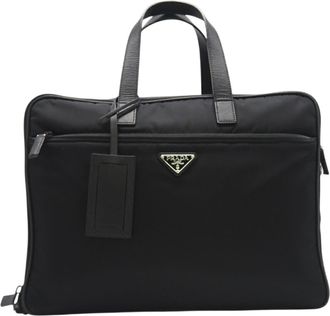 Prada Saffiano Black Saffiano Briefcase (Pre-Owned)