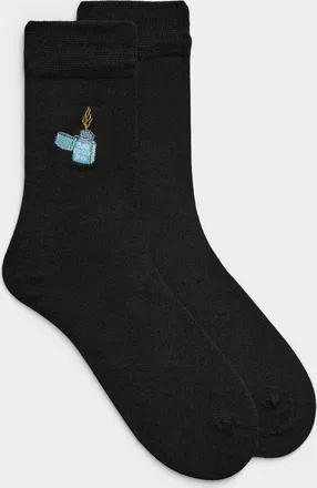 Lindbergh Mens Playful embroidery bamboo socks