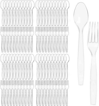 OEM 500 Piezas De Cubiertos De Pl&aacute;stico, Tenedores Y Cucharas Desechables Resistentes Para Bodas, Fiestas Y Picnics