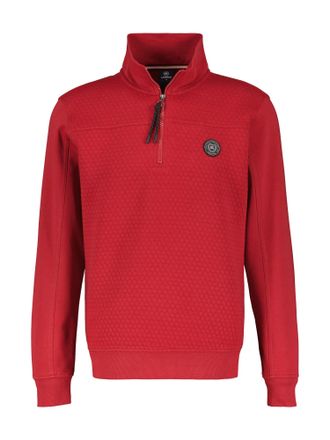 Lerros Sweatshirt LERROS Sweat-Troyer mit dezentem Nadel-Steppmuster, Herren, Gr. S, rot (ruby rot), 100% Baumwolle, Sweatshirts Sweatshirt