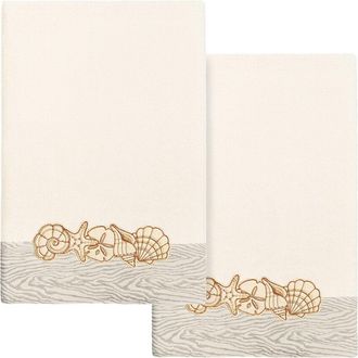 Linum Home Textiles 100% Turkish Cotton Shell Row 2Pc Embellished Bath Towel Set