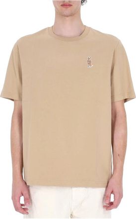 Maison Kitsun&eacute; T-shirt Dressed Fox in Cotone - Heren - T-shirts - Beige - XL - Katoen - Tops
