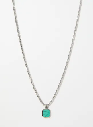 Nialaya Mens Turquoise stone pendant necklace