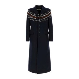 Dries Van Noten Heren, Mantels, Blauw, Maat: L Wol