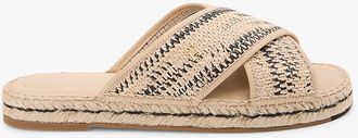 Tommy Hilfiger Womens Raffia Espadrille Slide Sandal - Beige - US 6.5 / EU 37