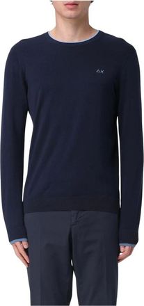 Sun 68 Truien & Vesten, Heren, Blauw, S, Gebreide trui met ronde hals