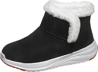Generic Womens Snow Boots Casual Cosy Walking Shoes Solid Color Round Toe Faux Fur Lined Thick Sole Comfy Warm Slip On Ankle Boots Outdoor Sports