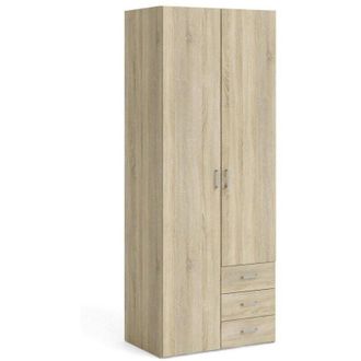 Dmora Guardaroba 2 ante Apollina, Mobile camera da letto, Cabina armadio portabiti, Armadio appendiabiti, 78x50 h200 cm, Quercia - Dmora