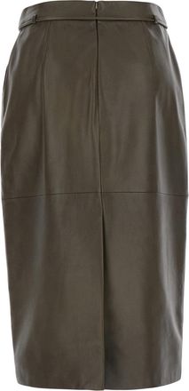 Max Mara Womens Skirt Fantino Khaki Green Leather Lamb