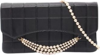 Chanel Pre-owned Choco Bar Lambskin Shoulder Bag - Dames - Vintage Clutch - Zwart - ONE Size - Leer - Vintage