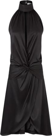 Nina Ricci Halterjurk met Strikdetail - Dames - Korte kleedjes - Zwart - M - Leer - Kleedjes
