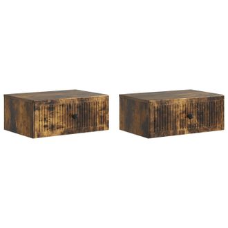 vidaXL Armario De Noche 2 Pcs Roble Ahumado 49 X 34,5 X 20 Cm Vidaxl