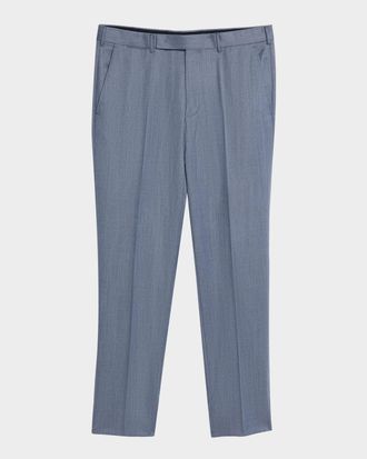 Ermenegildo Zegna Men & apos;s Cavalry Twill Sharkskin Flat-Front Trousers