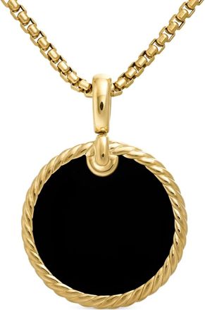 David Yurman 18kt yellow gold DY Elements Disc pendant (24mm) - women - Pearls - One Size - Black