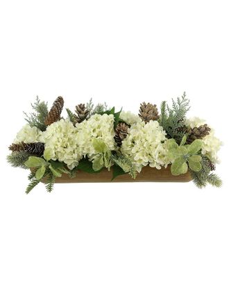 Creative Displays Inc. Christmas Centerpiece With Hydrangeas, Evergreen & Pinecones