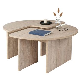 Dmora Mesa De Caf&eacute; Codroipo, Mesa De Centro Baja, Revistero Para Sof&aacute;, Estante De La Sala De Estar, 90x90 H41 Cm, Beige - Dmora
