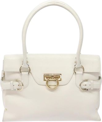 Ferragamo Gancini White Leather Handbag (Pre-Owned)