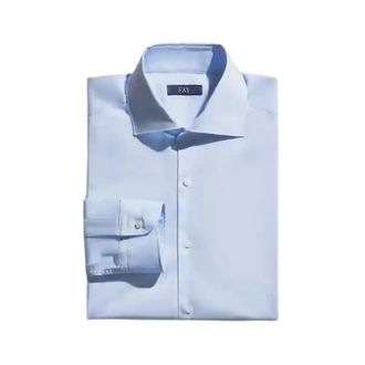 Fay Lichtblauwe Formeel Overhemd - Heren - Zakelijke Overhemden - Blauw - 4XL - Overhemden