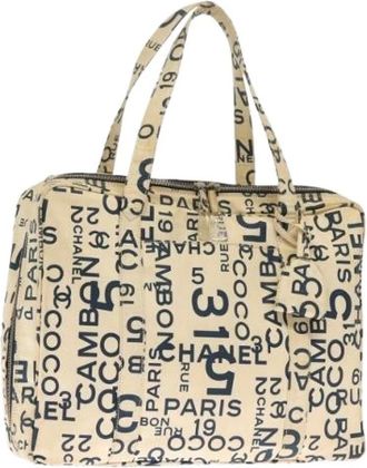 Chanel Pre-owned Canvas Tote - Dames - Vintage Shopper - Wit - ONE Size - Vintage