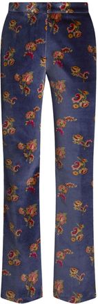 Etro Pantaloni svasati a fiori - Blu