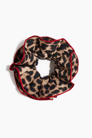 H&M Frilled cotton scrunchie - Beige/Leopardenprint