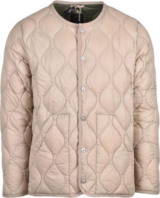 TAION Down-Filled Nylon Jacket With Snap Closure And Unique Quilted Design