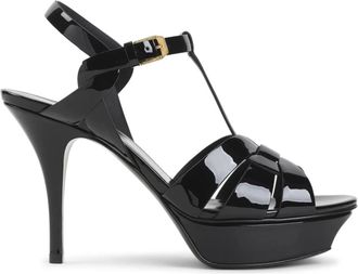 Saint Laurent High Heel Sandals, female, Black, Size: 10 US Tribute 75 Platform Sandals